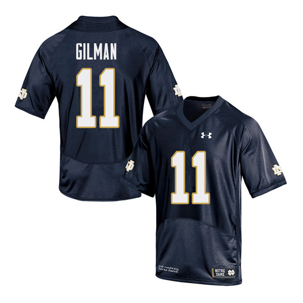 Men's NCAA Notre Dame Fighting Irish #11 Alohi Gilman Stitched College Under Armour Authentic Navy Football Jersey VG10P63EH